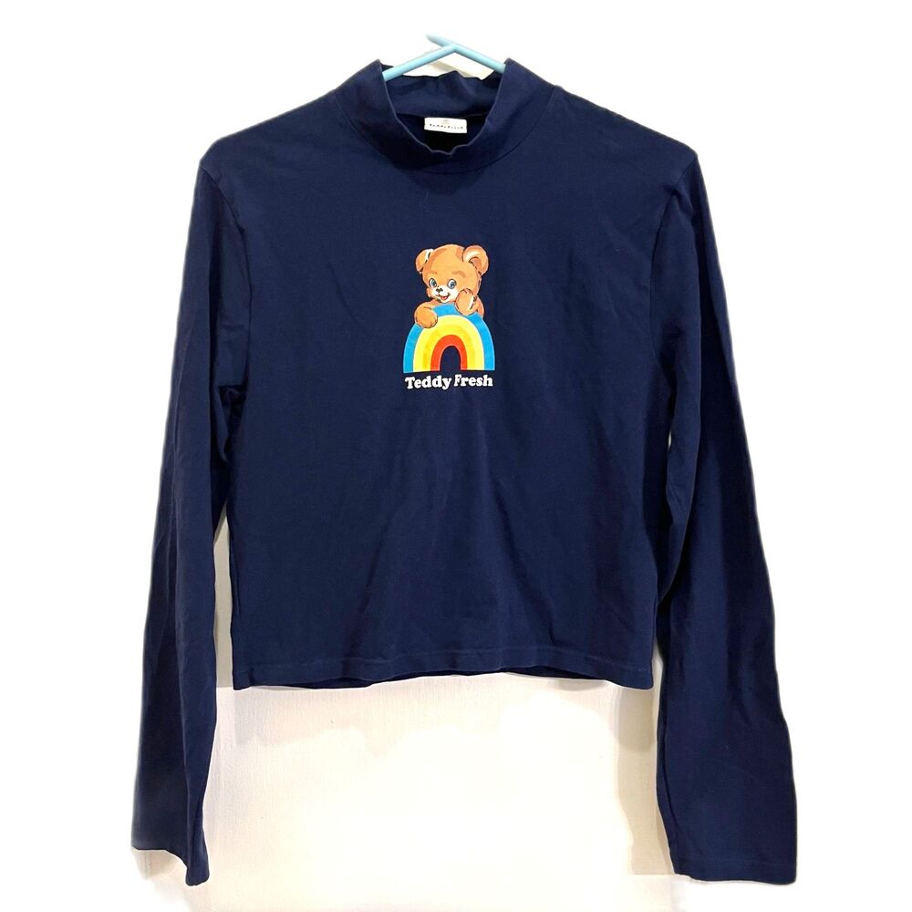 Teddy Fresh Blue Teddy Graphic Sweatshirt Top  Women's Size XL - Picture 2 of 11